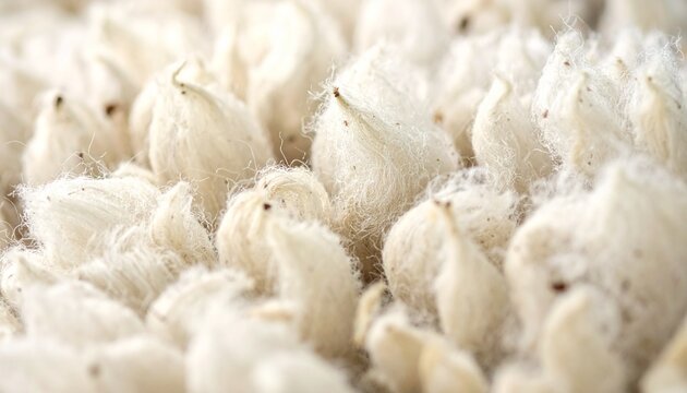 Close-up of natural sheep wool fleece with crimped texture and lanolin detail
