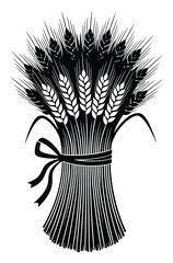 Obraz premium Wheat sheaf tied with ribbon symbolizing harvest and agriculture for food industry emblems