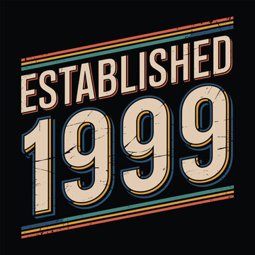 Established 1999 retro typography with distressed texture