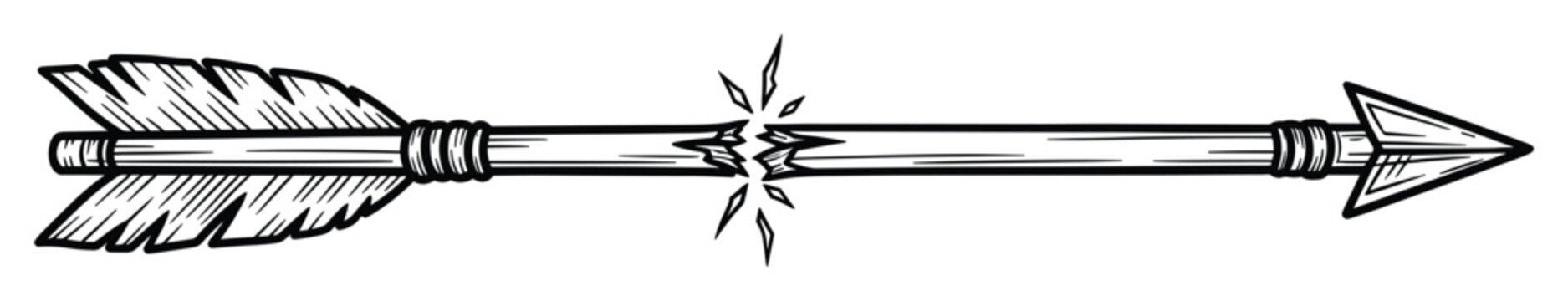 Black and white graphic of a broken arrow symbolizing failure, adversity, and change.