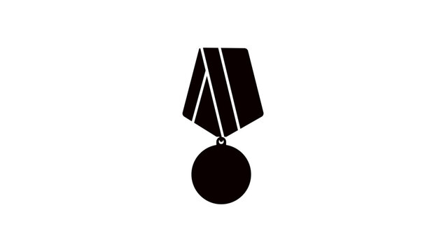 Military medal, black isolated vector silhouette