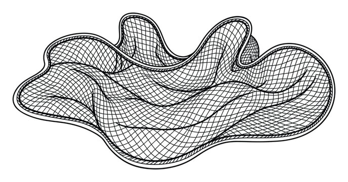 Abstract wavy wireframe grid structure for modern technology graphic backgrounds or dynamic web elements