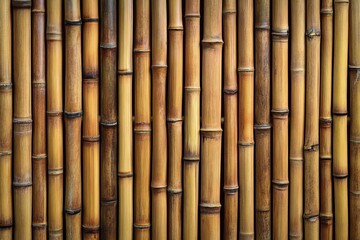 Naklejka premium Vertical Arrangement of Rustic Bamboo Stalks Creating a Unique Natural Background for Designs