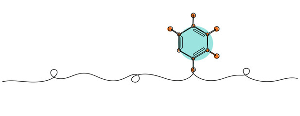 Fototapeta premium Molecular structure hovering above continuous line illustration. no editable strokes