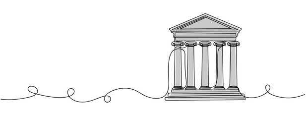 Naklejka premium Classical bank building standing on continuous line illustration. no editable strokes