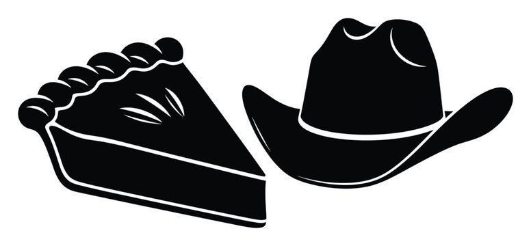Delicious pie slice and classic cowboy hat represent American Western tradition food and culture