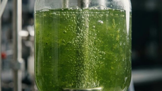 Microbial green chemistry algae bioreactor culture fermentation laboratory green laboratory reactor bubbling algae culture glass bubble column