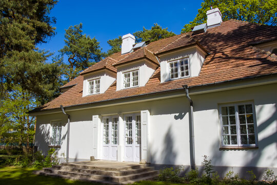 Renovated Milusin manor of marshal Piłsudski in spring.