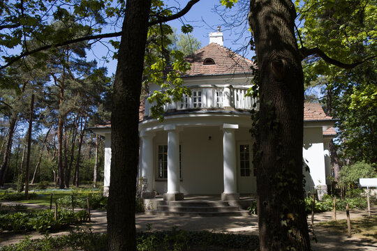 Renovated Milusin manor of marshal Piłsudski in spring.