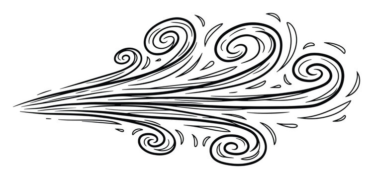 Dynamic stylized wind swirl graphic for animated weather effects and comic book design accents