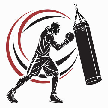 Boxer hitting a punching bag