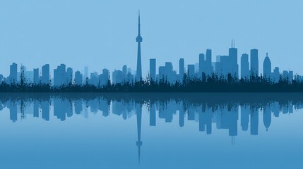 Naklejka premium clean city reflection with minimal data visualization, modern design, copy space