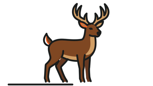 Vividly colored whitetail buck linear emblem for outdoor branding; this sleek cervid outline features a modifiable path thickness for versatile wilderness-themed graphic design projects.