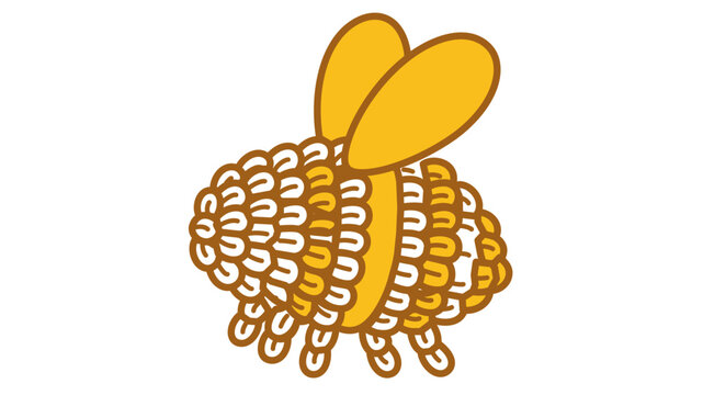 Minimalist amigurumi bumble bee vector icon with editable stroke, showing a colorful line illustration of a crochet stuffed toy insect isolated on white for creative craft and hobby designs.