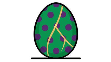 Fototapeta premium Colorful speckled dragon egg vector icon with editable stroke for fantasy game design and mythical lore illustrations. This minimalist flat line art graphic is customizable for creative projects.