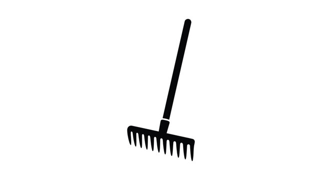 rake silhouette with long handle and tines high quality professional detailed modern elegant