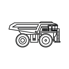 Big construction mining dump truck icon. Side view. Vector simple flat graphic illustration. Isolated object on a white background. Isolate. © Abi