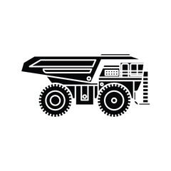 Big construction mining dump truck icon. Side view. Vector simple flat graphic illustration. Isolated object on a white background. Isolate. © Abi