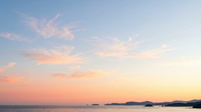 A serene seascape with a sunset sky and calm water clouds background, wallpaper thumbnail social, media book cover, download 2026 2027, 2028 event template, pc desktop mobile, full hd 4k download