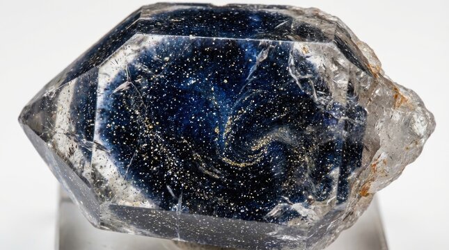 A million tiny crystals released into the sky concept. Beautiful crystal with shimmering internal patterns and colors.