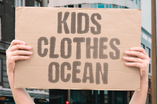"Kids Clothes Ocean" Kids garments released to landfill shed microplastics into oceans. SYNTHETIC. GARMENTS. LANDFILL. MICROPLASTICS. OCEANS.