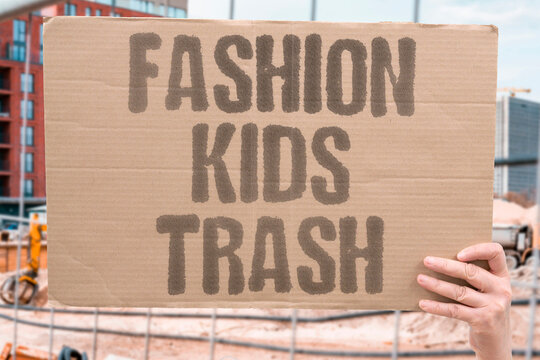 "Fashion Kids Trash" Child clothing industry prioritizes cheap trendy items that end up as landfill waste. CLOTHING. INDUSTRY. CHEAP. TRENDY. LANDFILL.