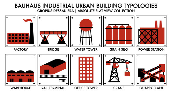 Dessau Era: Bauhaus Industrial Urban Building Typology Icons