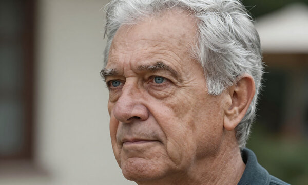 profile photo elderly gentleman hair piercing blue eyes radiant smooth complexion soft