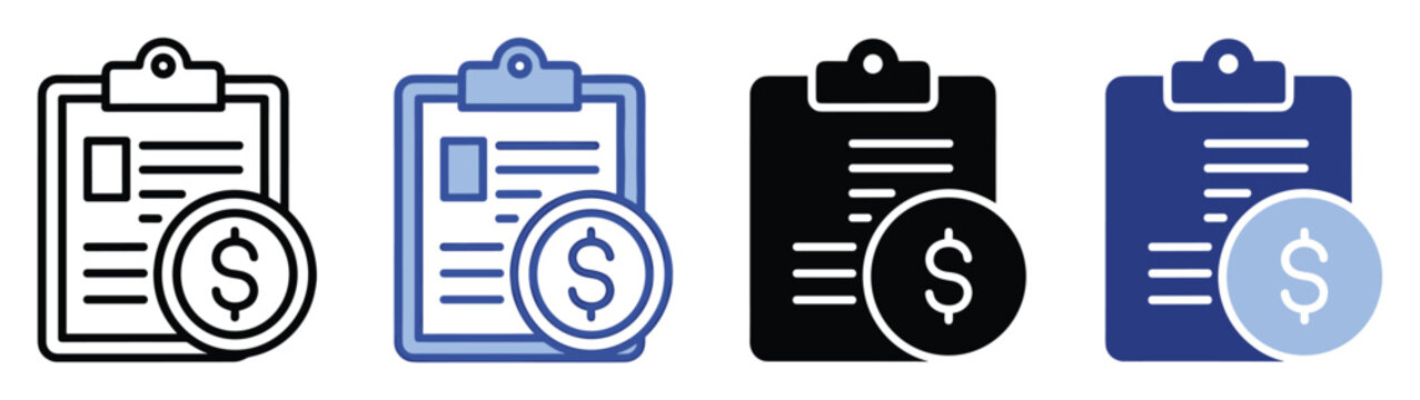 Financial report or billing document icon for business accounting and invoice management applications