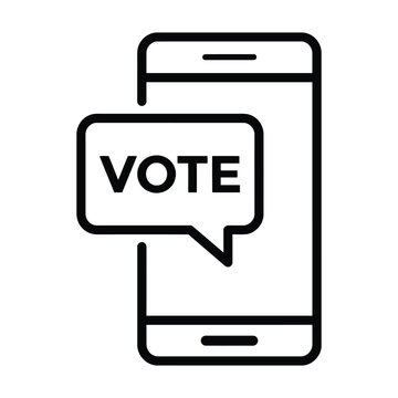 Online voting on smartphone screen mobile election and poll vector illustration icon with smartphone election internet