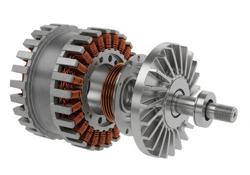 Industrial electric motor rotor with copper wire coils