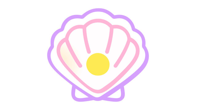 Stunning Aphrodite pearl shell vector icon with a vibrant colorful line illustration of a mythical sea shell and a glowing pearl representing the Greek goddess of beauty and love stories.