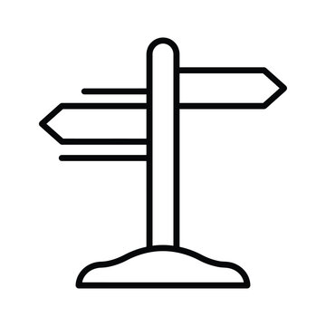 Directional road signpost icon with two opposite arrows for navigation and choice concept vector illustration, signpost