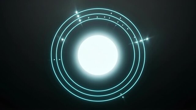 Data Network Environment with Glowing Circular Interface and Digital Connection Rings
