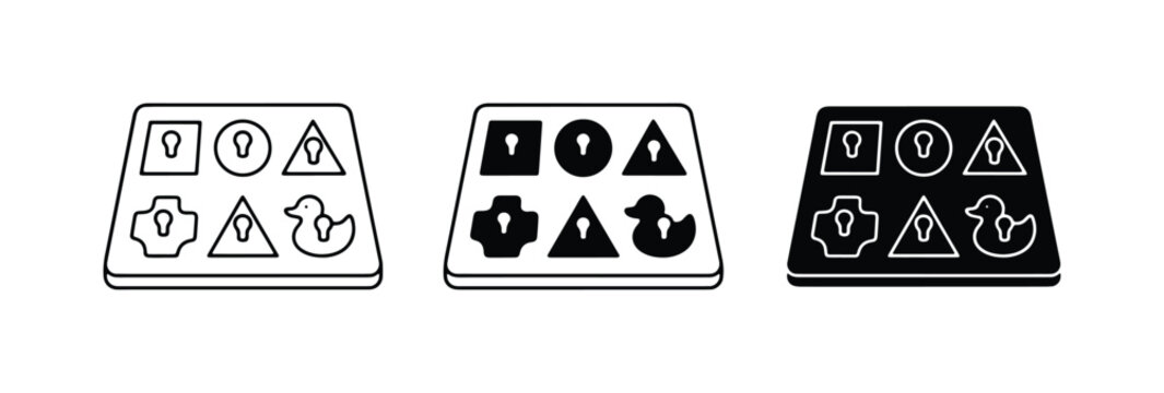 Shape Sorter Toy Icons, Baby Learning Blocks, Educational Play Set, Toddler Activity Graphics