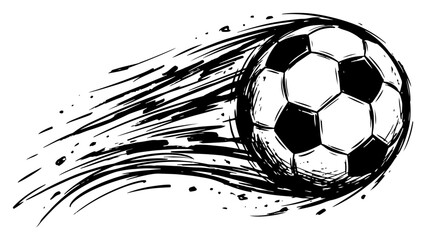 Soccer ball in fast motion with trail lines in gritty ink brush style © AnjaliDesai