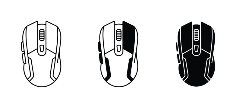 Computer Mouse Icons, Gaming Mouse Vector Set, Digital Input Device Graphics