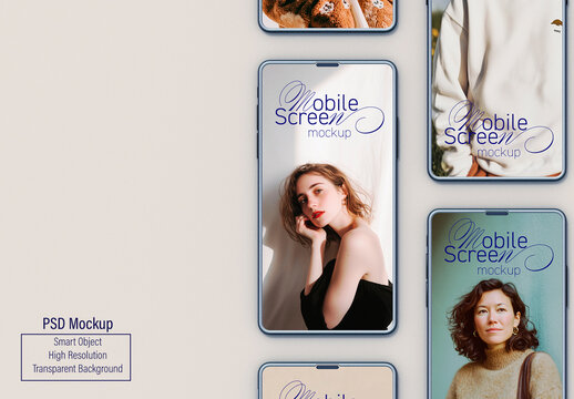 Top View Smartphone Screen Mockup with Transparent Background