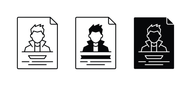 Profile Icon Set, Person Document Icons, User ID Card Graphics