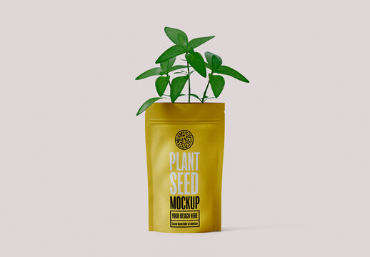 Plant Seed Mockup Bag Frontal View