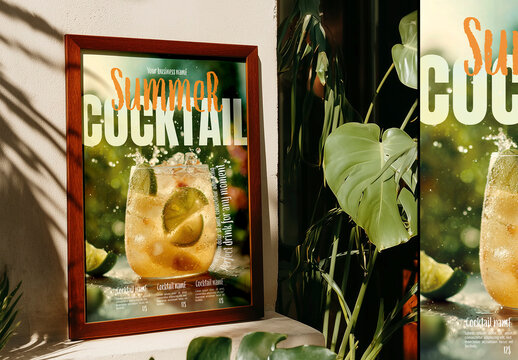 Summer Cocktail Promotional Poster Mockup