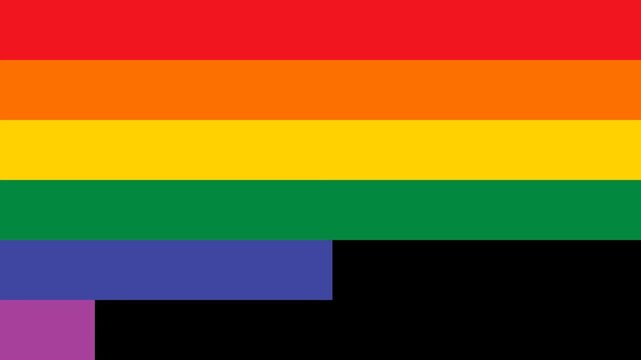 Rainbow colors horizontal stripes wipe transition with alpha channel. LGBTQ pride month concept.