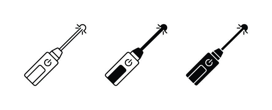 Laser Pointer Icons, Scientific Tool Vector Graphics, Precision Instrument Set