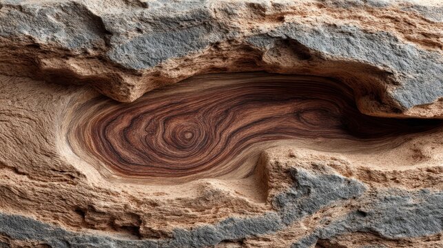 Close-up of Swirling Sandstone Layers Showing Natural Erosion Patterns.