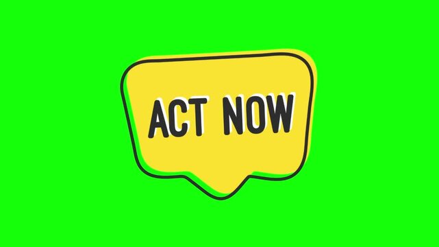 Act now call to action button animation with cursor click on a green screen background for web.