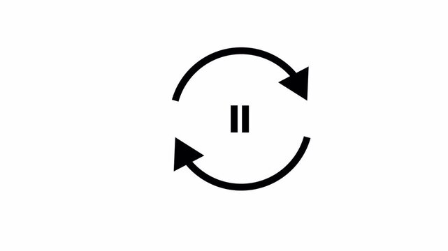 Minimalist continuous line animation of a refresh or reload symbol with circular arrows, conveying renewal and repetition in a modern line art style.