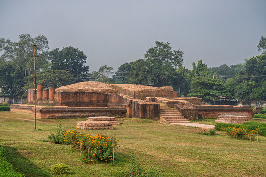 Landscape view of Tara temple ruins in Shalban Vihara aka Salban Vihara ancient buddhist monastery compound, Mainamati or Moinamati, Comilla, Bangladesh