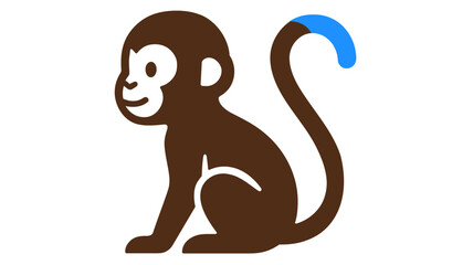 Fototapeta premium Adorable baby monkey vector icon showcasing a charming colorful line art illustration of a young primate, designed with flat minimalist style for scalable web graphics and creative animal logos.