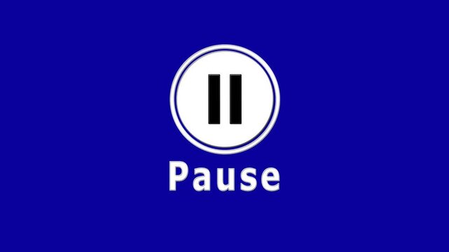 Glowing line pause button. pause animated icon .pause button in circle, video pose or play button sign. blue background with 4k video