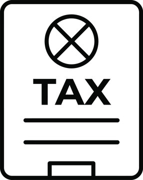Tax free icon showing a document with tax text and a cross symbol for exemption and financial savings, document